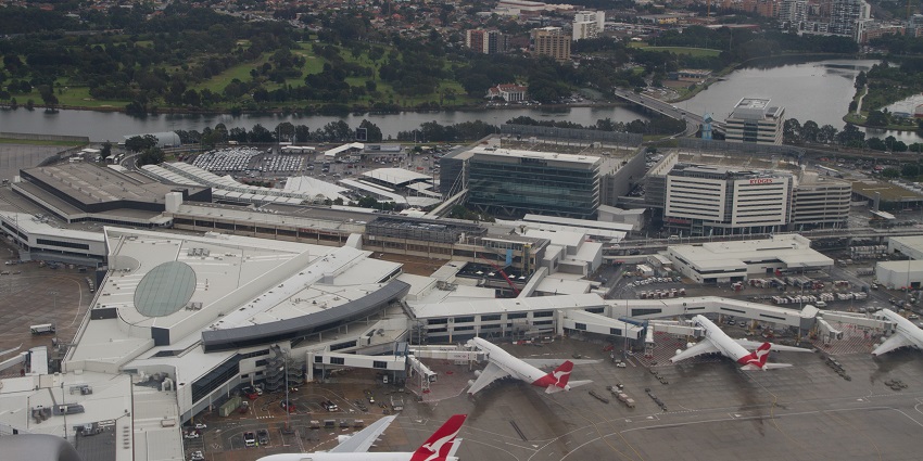 An aerial view of Sydney Airport, near Royal National Park.