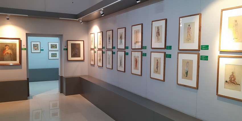View inside the halls museum with ancient artefacts on display