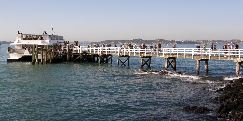 A ferry at Rangitoto Wharf on Rangitoto Island