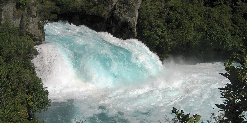 Feel the power at Huka Falls, a top New Zealand waterfall that meets wild rapids.