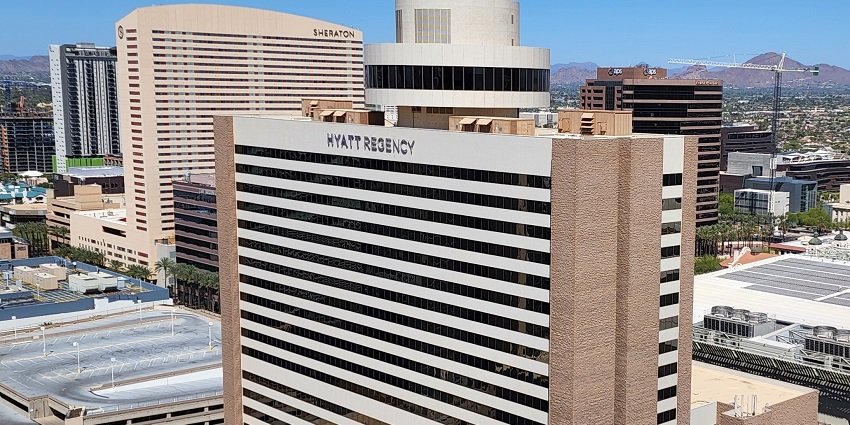 An image of the hotel that is known for celebrating Valentine's Day in Arizona.