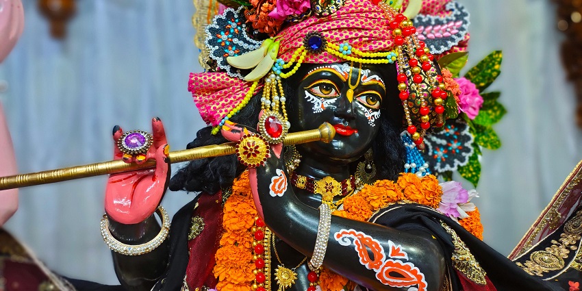 An amazing image of Lord Krishna at an ISKCON temple