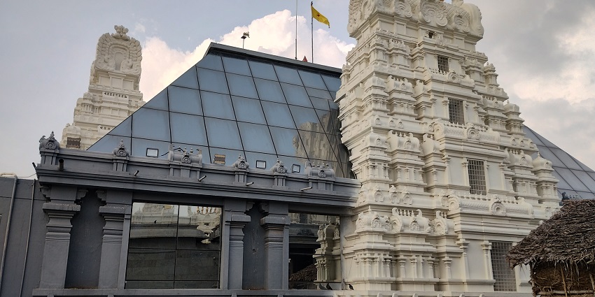 The eye-catching architecture of the Iskcon Adelaide.