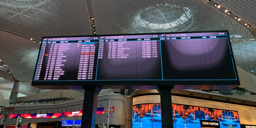 East terminal at Istanbul Airport providing flight services and amenities.