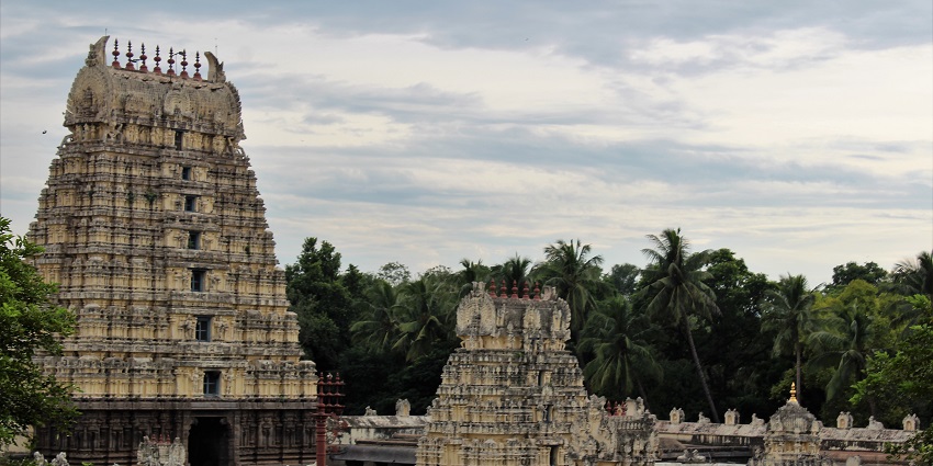 An image of Jalakandeswarar Temple, featuring ornate Dravidian-style architecture.