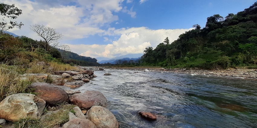 Experiencing scenic beauty from Jaldhaka River Valley in West Bengal.