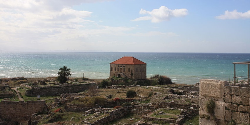 Relaxing beach near historical Byblos with serene coastal scenery