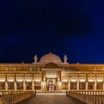 Panoramic image of the beautiful mosque in the city of Azerbaijan near the Jinn Mosque