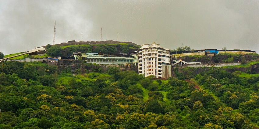 Panoramic view of Jivdani Temple hilltop and surrounding greenery in Virar.