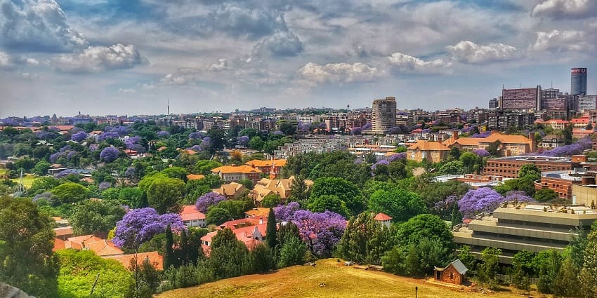 An aerial picture of the beautifully planned city of Johannesburg