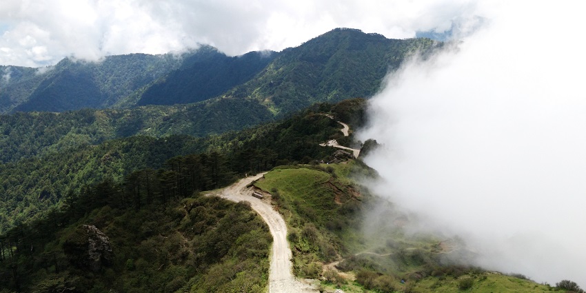 A picture of a serene Kalimpong trail for trekking in West Bengal with lush greenery.