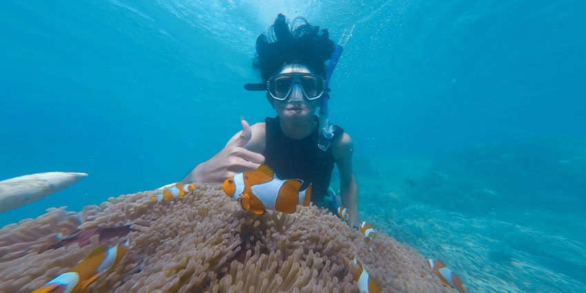 A picture of the pristine waters and great scuba diving experience at Kashid Beach.