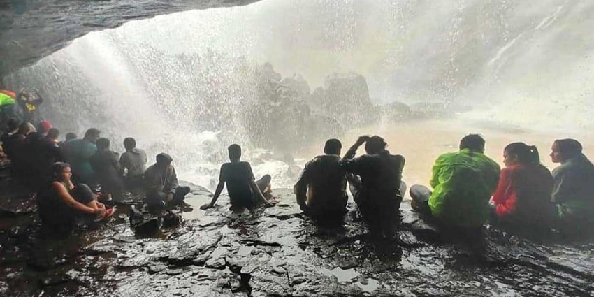 A view of Kataldhar Waterfall cascading down cliffs, a highlight during trekking in Rajmachi