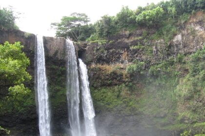 An image of Wailua Waterfall, one of the most famous Kauai waterfalls located in Hawaii.