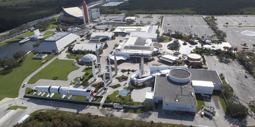 Beautiful aerial view of the Kennedy Space Centre Visitor Complex in Orlando, Florida.