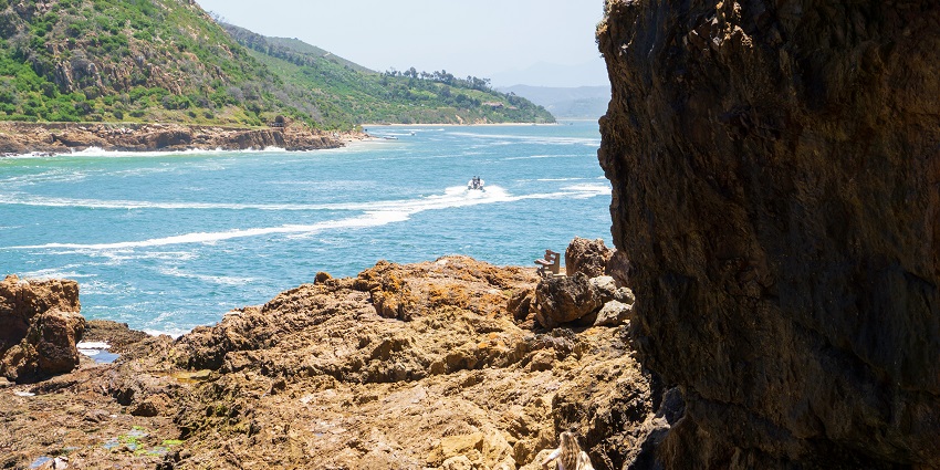 A glimpse of rocks at the seashore of a beautiful beach in Knysna, South Africa.