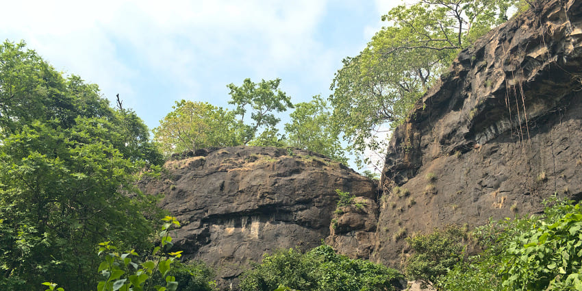 A beautiful view of Kondana caves was spotted during the Singhad trekking