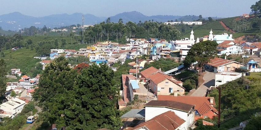 A view of Kotagiri town in Nilgiri hills, one of the famous tourist attractions in Tamil Nadu.