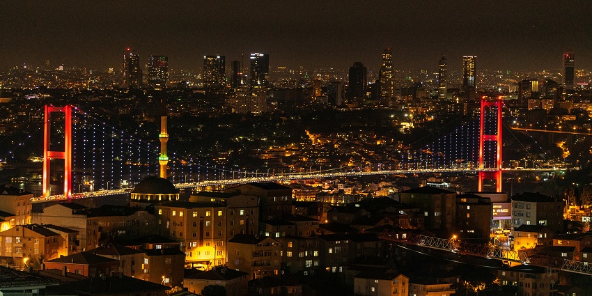 Image of the Küçük Çamlıca hill offering panoramic views of Istanbul and Bosphorus.
