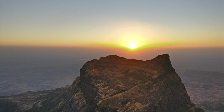 A sunset view from the Kulang Fort trek in Igatpuri offers a mix of history and natural beauty.