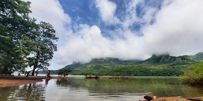 A breathtaking view from Bhandardara Trekking, showcasing lush green landscapes.