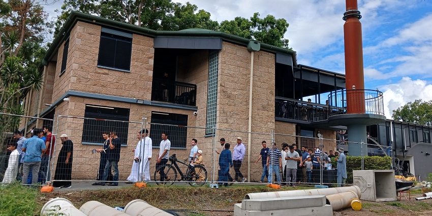 Worshippers seen coming out of Kuraby Mosque in Australia after prayers.