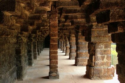 An interior view of the beautiful Kurumbera Fort in West Bengal, representing Indian culture.