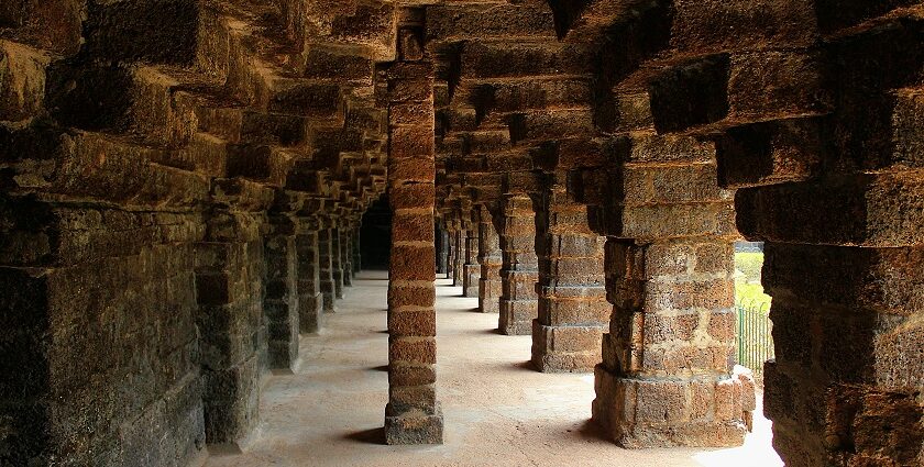 An interior view of the beautiful Kurumbera Fort in West Bengal, representing Indian culture.