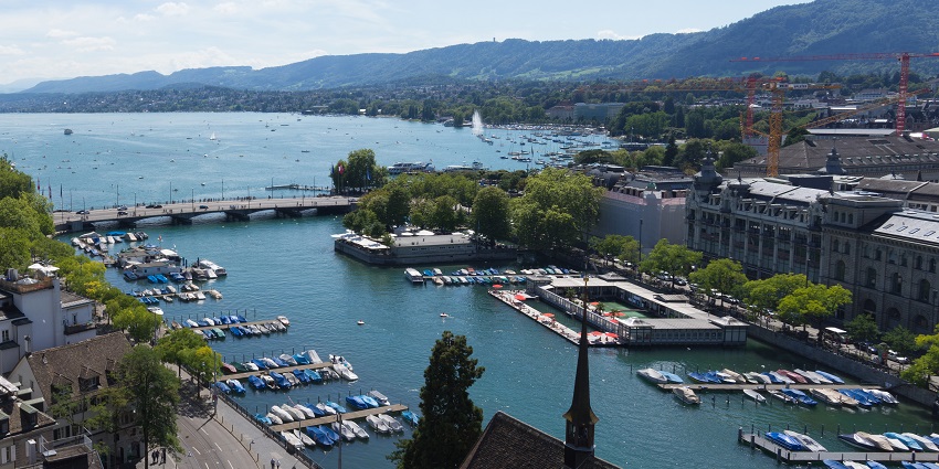 The Stunning lake zurich offering boating, swimming, and scenic waterfront views.