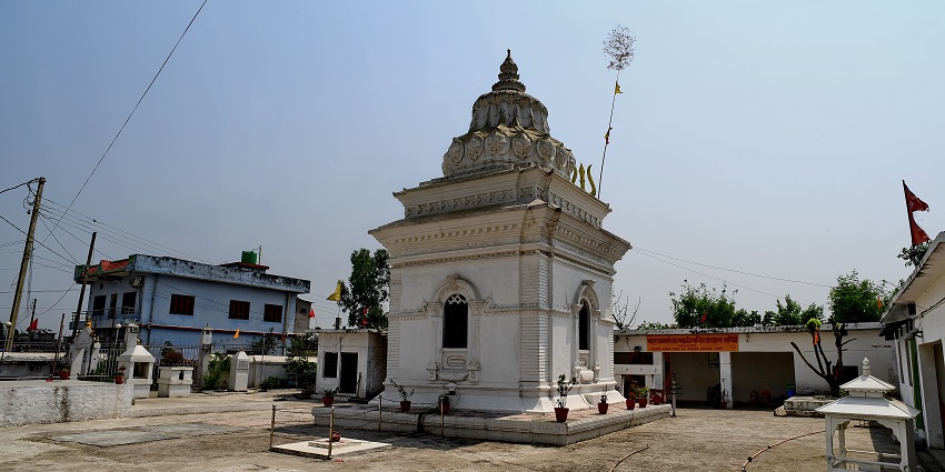 A view of the red paintings at Laxman Siddh Temple, a Dehradun Temple