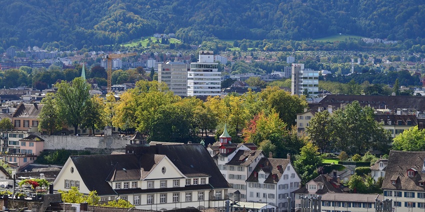 Historic hill offering panoramic views of Zurich city and lake at Lindenhof Hill.