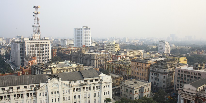 An image of the aerial view of Kolkata.