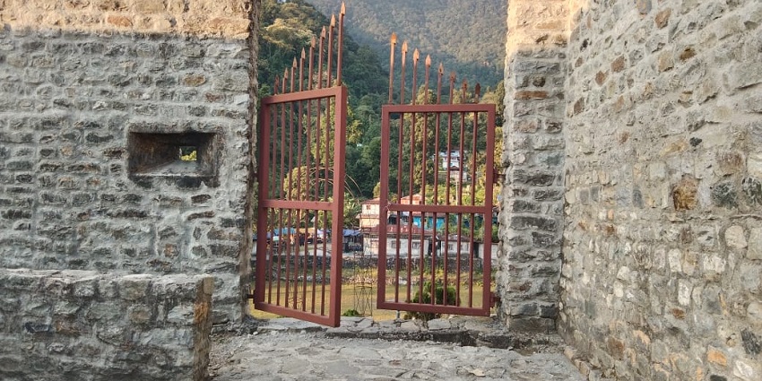 A view of the entrance gate of Buxa Fort showing historic architecture in the Buxa region.