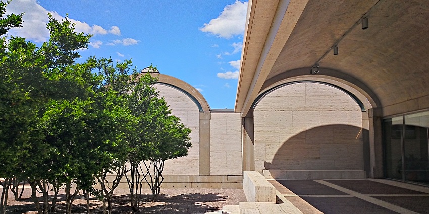 An image of the roof of Kimbell Art Museum, creating a dramatic and inspiring space