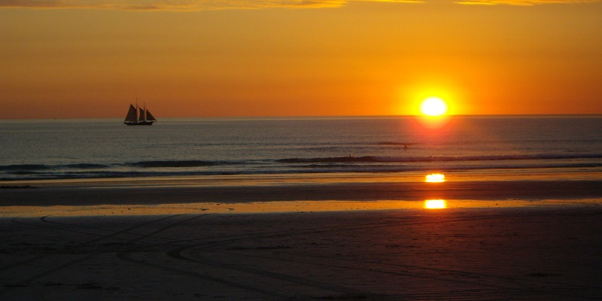 A panoramic sunset at Cable Beach in the Western Australia.