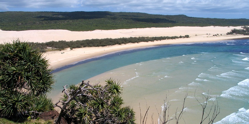 An aerial view of the beautiful location of Fraser Island, north of Brisbane, Australia.