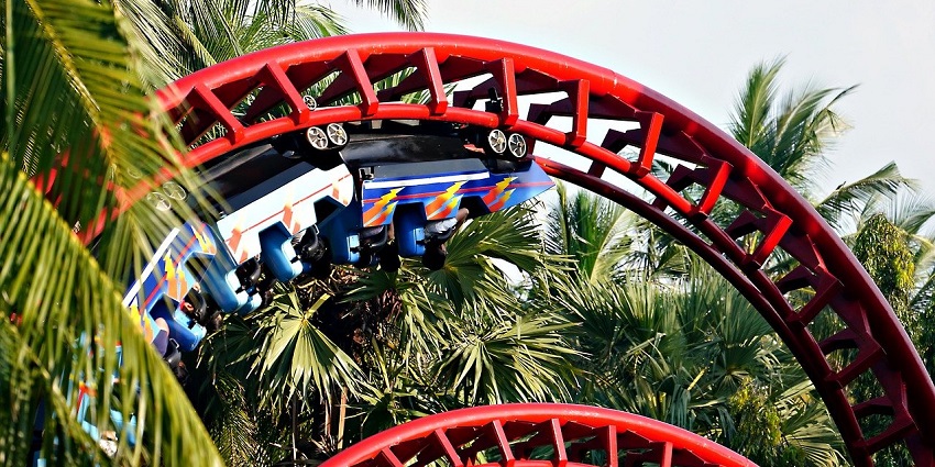 A beautiful view of children enjoying thrilling rides in Durgapur Water Park, West Bengal.