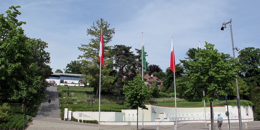 Olympic Museum Lausanne is situated on a lakeside location showcasing Olympic history.