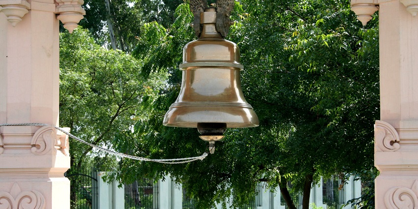 A Brass Temple Bell at Kunjapuri temple which is is approximately 25 km from Rishikesh.