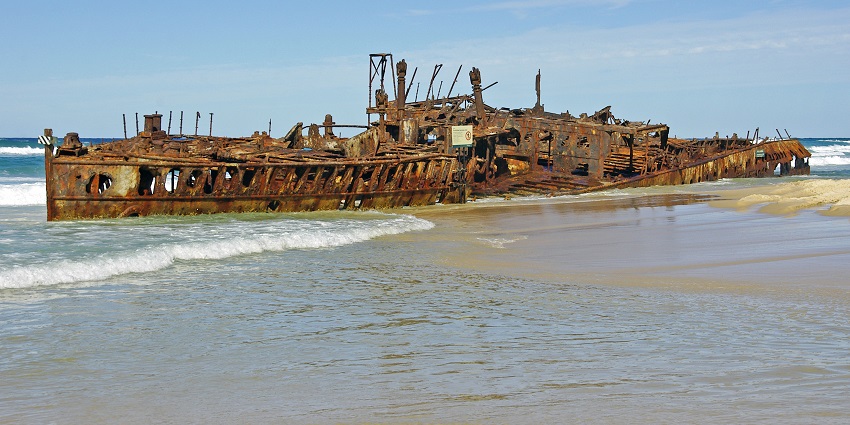 Maheno Shipwreck, a very famous place and a beautiful historic site on Fraser Island.