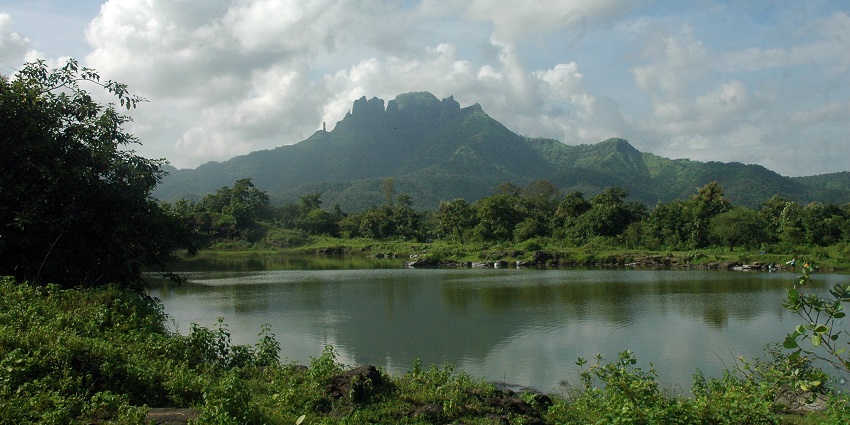 A view of Mahuli Fort, a famous spot for trekking in Thane, showcasing its lush greenery
