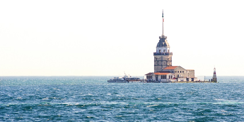the Iconic tower on an island in the Bosphorus Strait situated on a small islet.