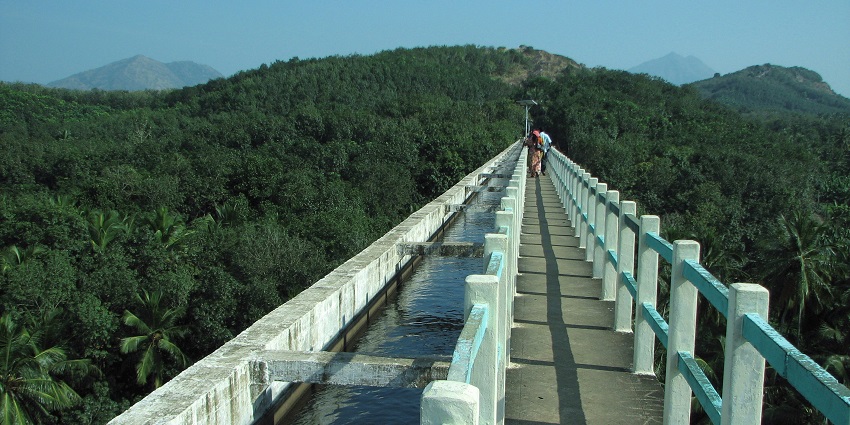 Impressive aqueduct featuring unique engineering amidst captivating landscapes