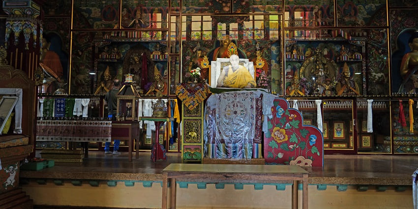 An image of Tharpa Choling Monastery the serene space is designed for meditation.