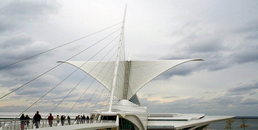 Exterior view of the Milwaukee Art Museum with its iconic white-winged architecture.