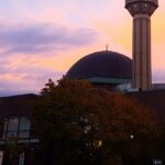 An image of a beautiful mosque in Ottawa, Canada at the Sunset