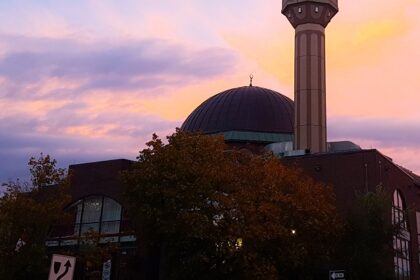 An image of a beautiful mosque in Ottawa, Canada at the Sunset