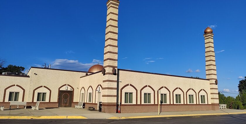 An image showing the view of the Islamic Centre of America, a famous mosque in the USA