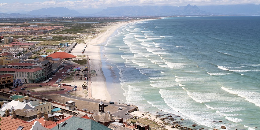 Stunning view of South Africa's Muizenberg beach from Boyes Drive.
