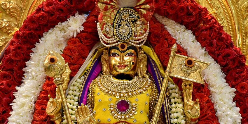 A close-up view of the Murugan Temple in Lanham Maryland, one of the best temples in Washington DC